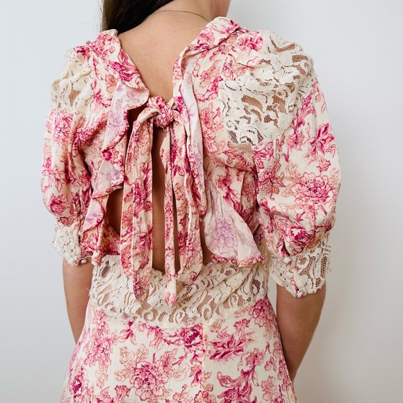 Free People Lucie Mini Dress Floral Boho Lace - Picture 3 of 12